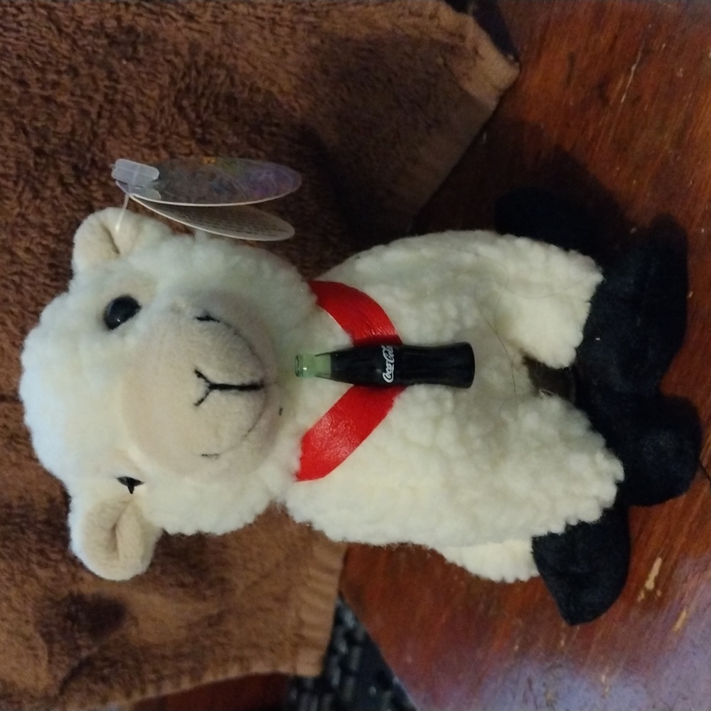 NWT Coca Cola Woolsy the Lamb 1999 Bean Bag Plush
